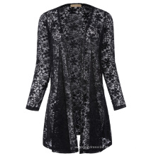 Kate Kasin Sexy Women's Long Sleeve Open Front See-Through Lace Coat Tops Bolero KK000421-1